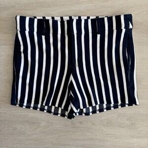 Banana Republic Navy White Stripe Shorts Women's Size 6 Stretch Zip Pockets